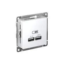 ATLASDESIGN USB РОЗЕТКА A+A, 5В/2,1А, 2х5В/1,05А, механизм, БЕЛЫЙ