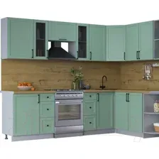 Готовая кухня Интерлиния Тренд 1.7x2.7 правая (мята/мята/дуб бунратти)