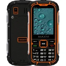 Кнопочный телефон Maxvi R2 up (черный/оранжевый)
