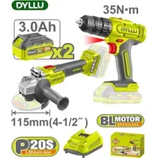 Набор электроинструмента Dyllu DTCK20512 (шуруповерт, болгарка, 2 АКБ)