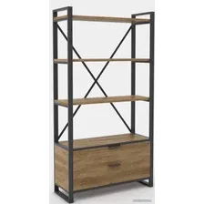 Стеллаж Hype Mebel Стандарт Люкс 80x200 (черный/дуб галифакс олово)