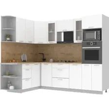 Готовая кухня Интерлиния Мила 1.68x2.6 левая (белый платинум/белый платинум/дуб бунратти)