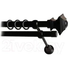Карниз для штор Lm Decor Верди 030 2р гладкий 25/19мм (черный мат, 3м)