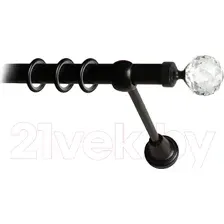 Карниз для штор Lm Decor Кристалл 130 1р гладкий 25мм (черный матовый, 3.2м)