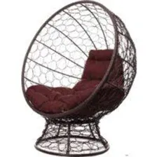 Кресло M-Group Кокос на подставке 11590205 (коричневый ротанг/коричневая подушка)