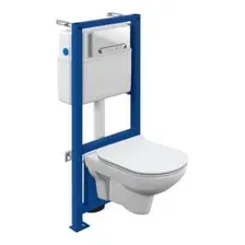 Комплект унитаз подвесной с инсталляцией Cersanit City CO DPL EO slim / 64277 (с кнопкой Estetica белый) (64277)