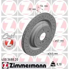 Тормозной диск ZIMMERMANN 400.3688.20 вентилируемый, перфорированный , задняя ось