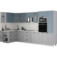 Готовая кухня Интерлиния Мила Деко 1.68x3.4 LV (керамика/океан/опал светлый)