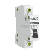 Автоматический выключатель EKF Basic ВА 47-29 1P 20А B 4,5кА (mcb4729-1-20-B)