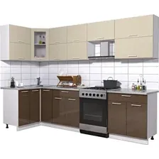 Готовая кухня Интерлиния Мила Gloss 60-12x29 (ваниль/шоколад глянец)