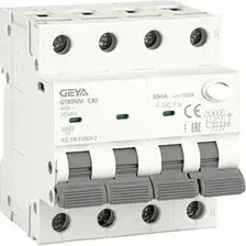 Дифференциальный автомат GEYA GYR9NM-C40-30mA 3P+N 40A C 6 kA 30mA A 4M GYR9NM3PC40A30