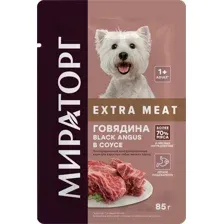 Консервированный корм для собак Мираторг Extra Meat для взр. мелких пород говядина в соусе 85 г