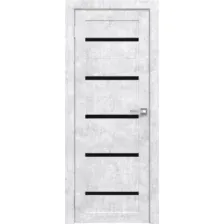Дверь межкомнатная Юни Амати 01М 80x200 (бетон снежный/стекло черное)