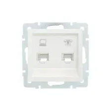 Розетка компьютер+телефон жемчужно-белый перламутр Lezard VESNA 742-3088-143