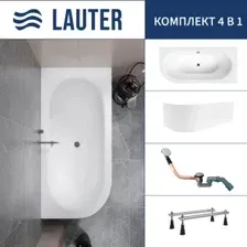 Ванна Lauter Bliss 170 P 21201072P (с ножками, лицевым экраном белого цвета и сифоном 21Y11020 хром)