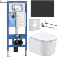 Унитаз подвесной Roxen Simple Compact в комплекте с инсталляцией StounFix Dual Fresh 6 в 1 868597 (к
