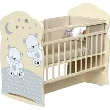 Детская кроватка VDK Funny Bears колесо-качалка с маятником (слоновая кость)