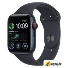 Apple Watch SE 2 44 мм (алюминиевый корпус, полуночный/полуночный, спортивный силиконовый ремешок)