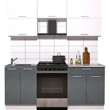 Готовая кухня Интерлиния Мила Gloss 60-19 (белый/асфальт глянец)
