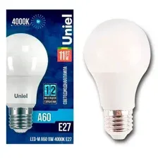 Лампа светодиодная Uniel А60 9Вт Е27 4000К LED-M