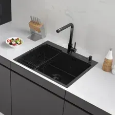 Кухонная мойка ARFEKA ECO AR мойка 600*500, коландер F, дозатор BLACK DECOR