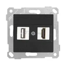Розетка HDMI USB Type A MUTLUSAN Rita черная матовая (2200-459-0184)