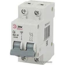 Выключатель автоматический ЭРА Simple-Mod-10 ВА 47-29 2P 6А 4.5кА C Б0039227