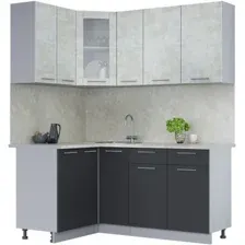 Готовая кухня Интерлиния Мила 12x17 (бетон лайт/антрацит/опал светлый)