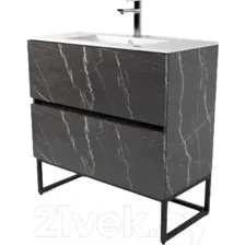 Тумба под умывальник Дабер 012 WeltWasser Deilbach 7517-80 / Т12.8W.2.12Ч (мрамор черный/черный)