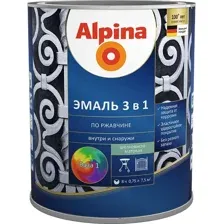 Эмаль Alpina По ржавчине 3 в 1 RAL1021 (750мл, шелковисто-матовый желтый)