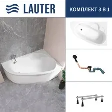 Ванна Lauter Valencia 150x100 2102150R (с ножками и сифоном 21Y11021 матовый черный)