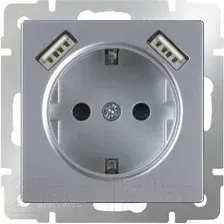 Розетка Werkel WL06-SKGS-USBx2-IP20 / a033474 (серебристый)