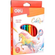Фломастеры Deli ColoRun EC10000 (12 цв)