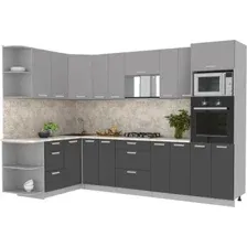 Готовая кухня Интерлиния Мила Лайт 1.68x3.0 левая (серебристый/антрацит/малага)