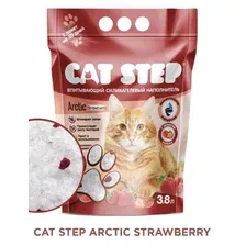 Наполнитель для кошачьего туалета Cat Step, Клубника, силикагелевый впитывающий, 3,8л