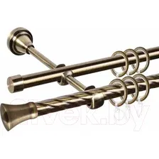 Карниз для штор АС ФОРОС Grace D16K/16Г + наконечники Монако (1.8м, антик)