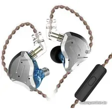 Наушники KZ Acoustics ZS10 Pro (с микрофоном, серебристый/синий)