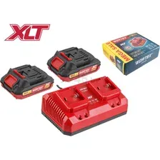 Комплект аккумулятор 18В 2Ач 2 штуки и зарядное устройство 2х2 А WORTEX ALL1 XLT SET (2329018)