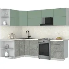 Готовая кухня Интерлиния Мила Матте 1.5x2.6 А (мята/керамика/опал светлый)