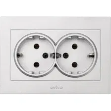 Розетка двойная скрытая с заземлением OVIVO Grano серебро (400-100300-907)