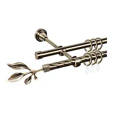 Карниз для штор АС ФОРОС Grace D16K/16Г + наконечники Баваро (1.6м, антик)