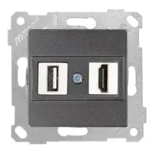 Розетка Mutlusan Rita HDMI  USB Type-A 2200-459-0195 (дымчатый)