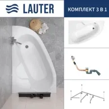Ванна акриловая Lauter Valencia 160x105 / 2102160L (с каркасом и сифоном 21Y11010 хром)