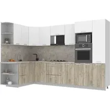 Готовая кухня Интерлиния Мила Лайт 1.68x3.2 левая (белый платинум/дуб серый/малага)