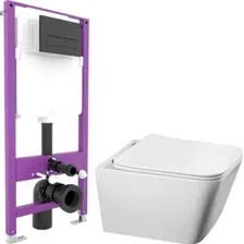 Унитаз подвесной Saniteco Tornado KW-9004WT + Triton Pro EVO815N (с кнопкой черный, матовый)
