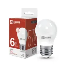 Лампа INhome LED-Шар-VC 6Вт 230В Е27 4000К 570Лм / 4690612020532