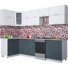 Готовая кухня Интерлиния Мила Gloss 50-12x28 (белый/асфальт глянец)