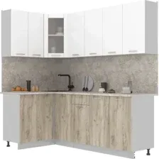 Готовая кухня Интерлиния Мила 12x22 (белый платинум/дуб серый/малага)