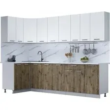Готовая кухня Интерлиния Мила Лайт 1.2x2.8 (белый платинум/дуб веллингтон/белый гранит)