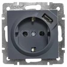 Розетка с/з + USB разъём графит Lezard VESNA 742-3488-181